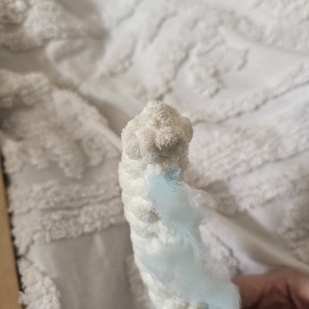 Handmade Crochet White Pink Blue Axolotl Plush Approx 17 In Long - Picture 11 of 11